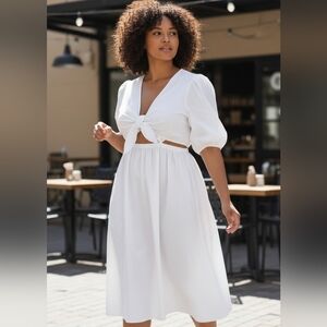 The Drop White Cutout Tie-Front Midi Dress XL. New with Tags